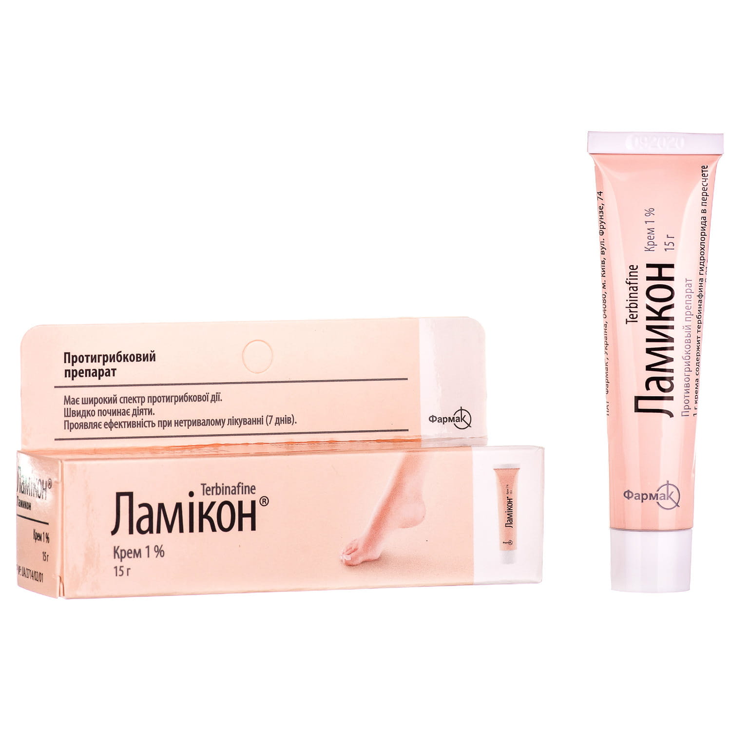 ЛАМІКОН® крем 1 % по 15 г у тубі, по 1 тубі у пачці